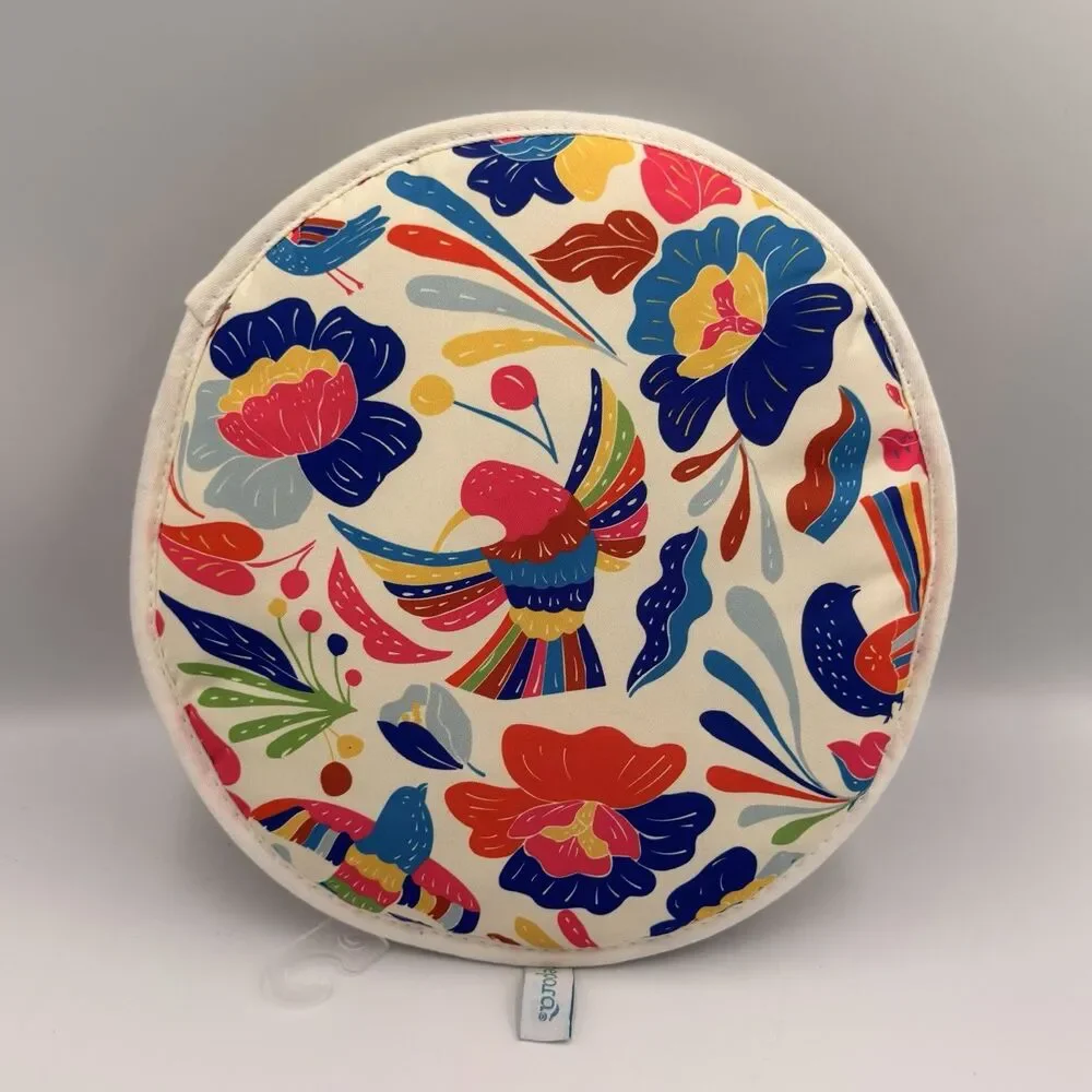 Prepara Oaxaca Fabric Tortilla Warmer 10” Colorful Mexican Folk Art Bird Floral